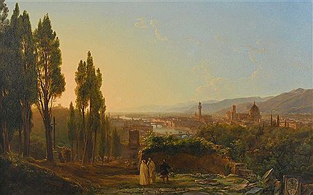 Louise Josephine Sarazin De Belmont : VIEW OF FLORENCE WITH THE DUOMO IN THE DISTANCE