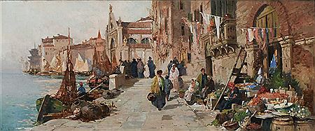 George Charles Haite : FRUIT SELLERS ON THE WATERFRONT, VENICE