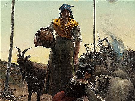 José Oliva Rodrigo : Two Shepherdesses, 1886