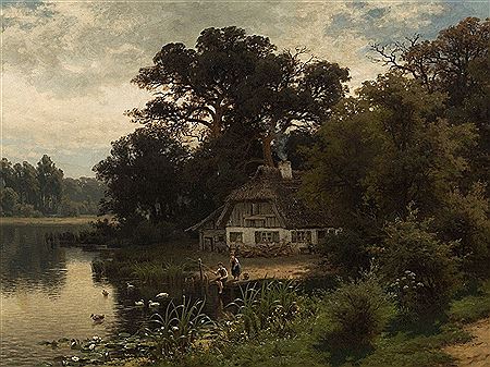 Julius Monien : Cottage by the Lakeside