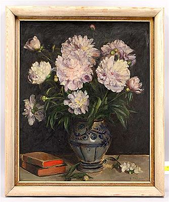 Rudolf Carl Gottfried Thienhaus : 'Flower Still life with books'