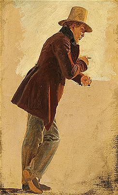 Constantin Hansen : Portrait of Marstrand in full figure. Study.