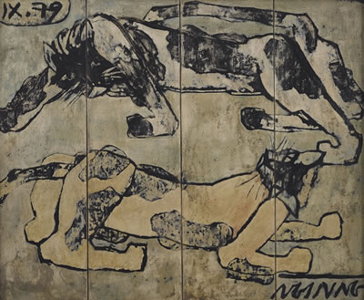 Nguyen Sang : Two Cats (quadriptych)