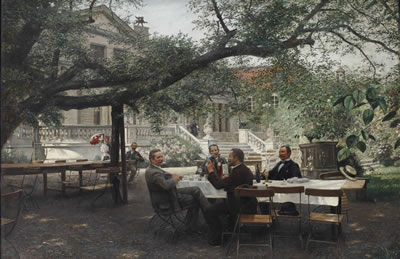 Eduard Daelen : Mittag im Malkastenpark: leisure time in the Malkastenpark, Düsseldorf