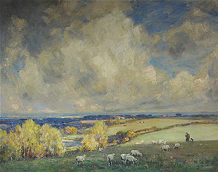 Owen Bowen : Pastoral Landscape near East Keswick