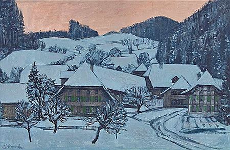 Werner Schmutz : Berner Dorflandschaft im Winter