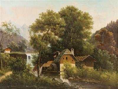 Julius Zopf : Mühle in Alpenlandschaft