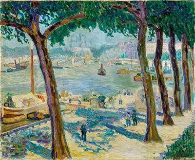 Helene Funke : View of Notre Dame from Port Henry IV in Paris/At the Seine