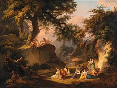 Albert-Christophe Dies : Arcadian scene with music-making Pan