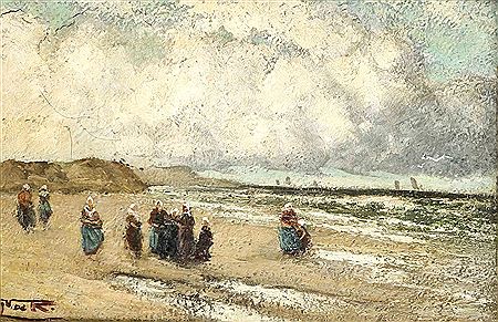 Victor Ruyter : Fischersfrauen am Strand