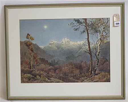 Bernard Eyre Walker : Dawn and the Setting Moon, Langdale Pikes