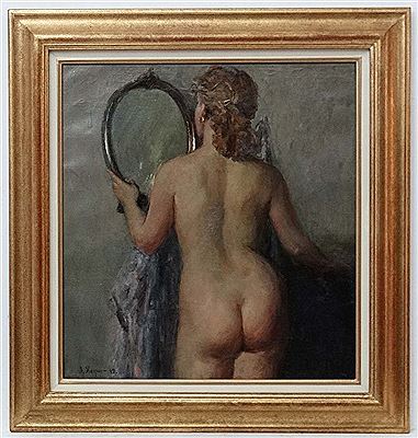 Leonid Borisovich Yanush : Nude with mirror