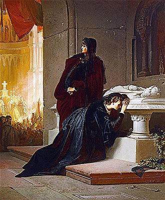 Sandor Liezen-Mayer : Queen Mary and Elisabeth at the Tomb of Louis the Great, 1864