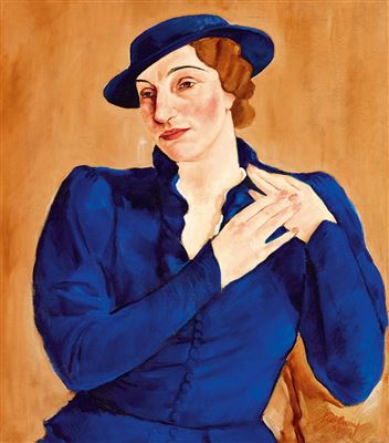 Sandor Szolnay : Woman in a Hat (In Blue), 1936