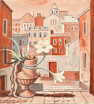 Rex Thomas Percy Reginald Wood : Vase on the Window Sill, Portugal