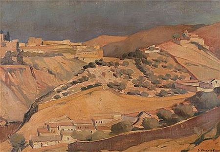 Salomon Bernstein : The valley of Gi Ben Henom, Jerusalem, 1930's