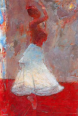 Robert Heindel : 'White Skirt, Red Stage'