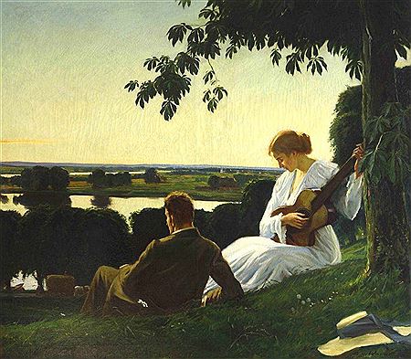 Arthur Wasner : Couple looking at a hill, in the open countryside