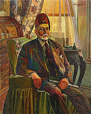 Henry Grub : Portrait of a seated elderly gentleman wearing a fez