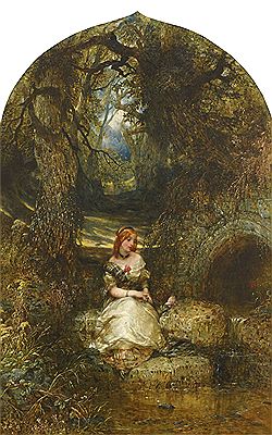 Alfred Joseph Woolmer : 'A Girl by a Stream'