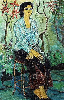 Tatang Ganar : Seated Woman in Kebaya