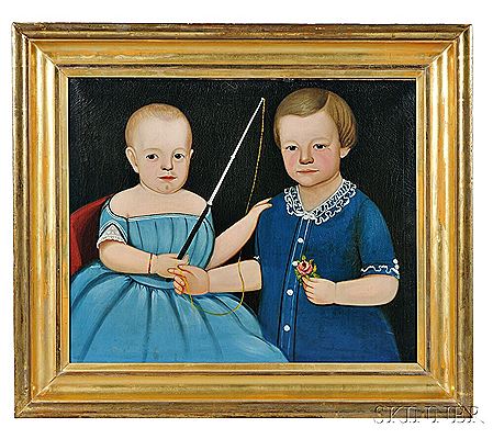 William Kennedy : Portrait of a Sister and Brother Wearing Blue