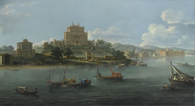 Paolo Anesi : VIEW OF THE VILLA COSTAGUTI AND VILLA PAMPHILJ BETWEEN ANZIO AND NETTUNO