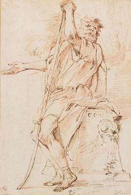 Raymond De Lafage : FIGURE WITH A STAFF RESTING ON A PLINTH