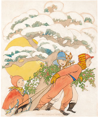 Maginel Barney : Children Sledding