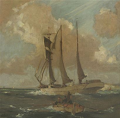 William Hyams : A SCHOONER PUTTING OUT FROM THE SOUTH COAST