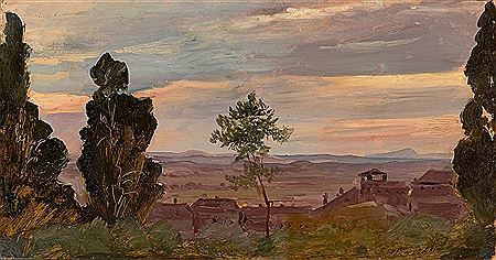 Adolf Henning : ''Abendhimmel, Campagna, von der Villa d´Este gesehen''