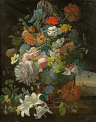 Michael Wentzel : Floral Still Life with View of the Castel Gandolfo