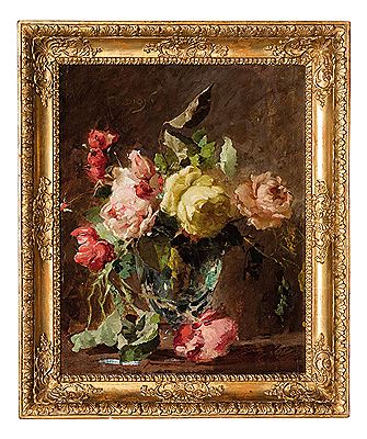 Francesco Didioni : Bouquet di rose in un vaso