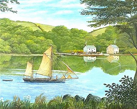 John Whale : The Ketch 'Eclipse' on Carne Creek Cornwall delivering coal