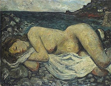 Adrian Ryan : 'Nude among the rocks Mousehole', Circa 1947