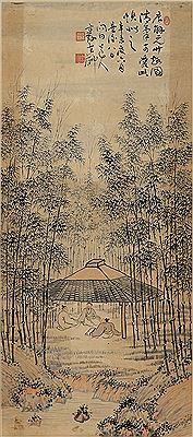 Guliu Qin : GARTHERING IN THE BAMBOO GROVE (hanging scroll)