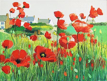 Jacques Eitel : Coquelicots et Village