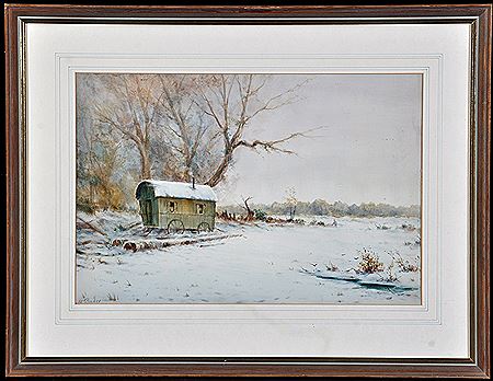 William John Baker : A caravan in the snow