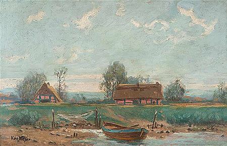 Korl Karl Meyer : Homestead at the bay by boat and nets