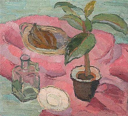 Karen Schacht : Still Life with rubber tree on Rosa I