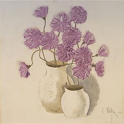 Constantin Piliuta : 'Violet Chrisanthemums'