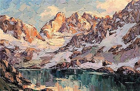 Lucien Quenard : 'Les trois pics de Belledonne, Lac blanc'