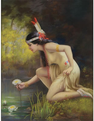 Adelaide Hiebel : 'Indian Maiden by Waters Edge'