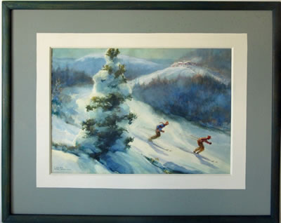 Harry Lawrence Gage : Winter scene with skiers