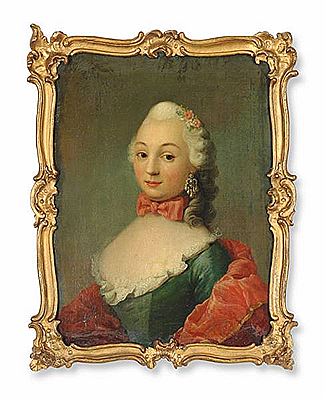 Peder Als : Portrait of a distinguished lady in the blue dress.