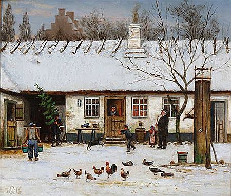 Edvard Michael Jensen : “Lundby Præstegård, Falster”. View from the vicarage in Lundby, Falster