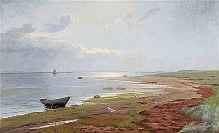 Albert Rudinger : Coastal view from Lynæs at low tide