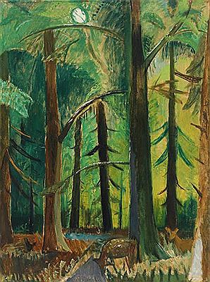 Ebba Carstensen : Forest scenery with deer