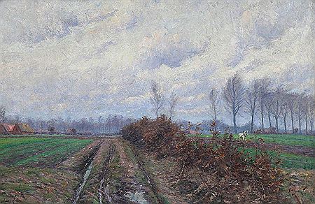 Henri Rul : Landscape with farmer at work