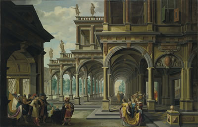 Dirck van Delen : An architectural capriccio with Jephthah and his daughter